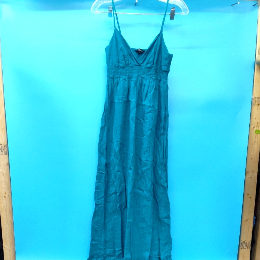 Xai Green Spaghetti Strap Maxi Dress